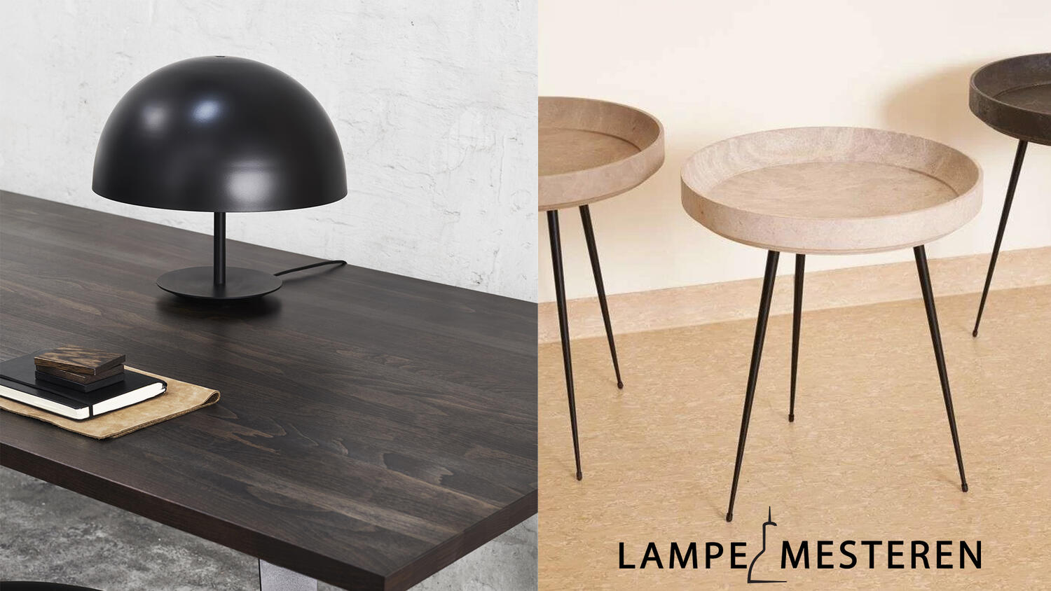 Vind design lampe og stilrent 'kaffe' bord